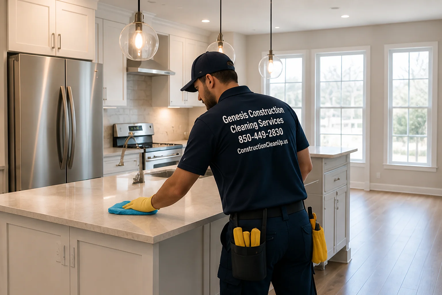 Genesis crew cleaning a kitchen for a real estate turnover